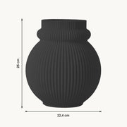 Karin - Geribbelde Volle Organische Vaas — maat (zwart-25cm)
