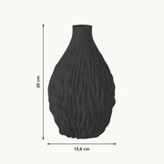 Noor - Geribbelde Organische Sculpturale Vaas — maat (zwart-25cm)