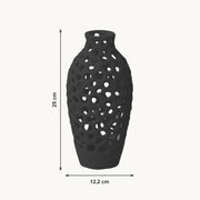 Ulani - Geperforeerde Organische Sculpturale Vaas — maat (zwart-25cm)