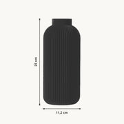Maren - Verticaal Geribbelde Gestroomlijnde Minimalistische Vaas — maat (zwart-25cm)